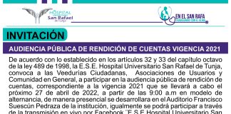 Invitación audiencia pública de rendición de cuentas vigencia 2021