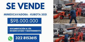 Se vende Miniexcavadora Kubota 2021