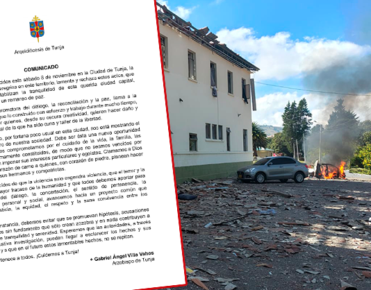Arquidiócesis de Tunja pide calma y rechaza los hechos violentos del 8 de noviembre