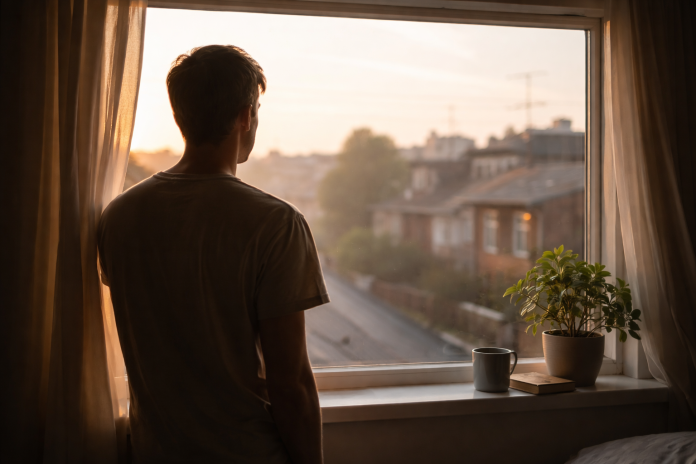 hombre ventana soledad triste solo