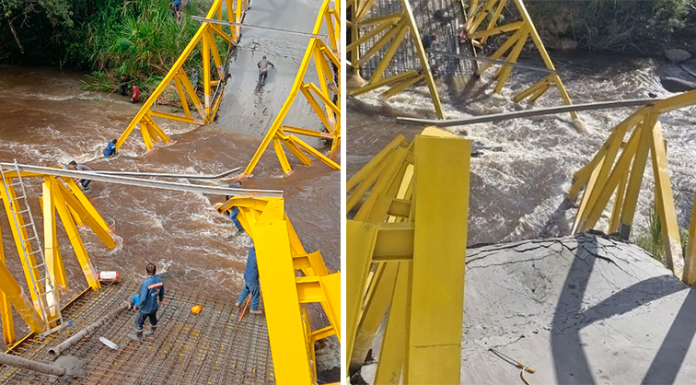 El puente Triunfo sobre el río Suárez, que colapsó, fue contratado por la Alcaldía de Moniquirá